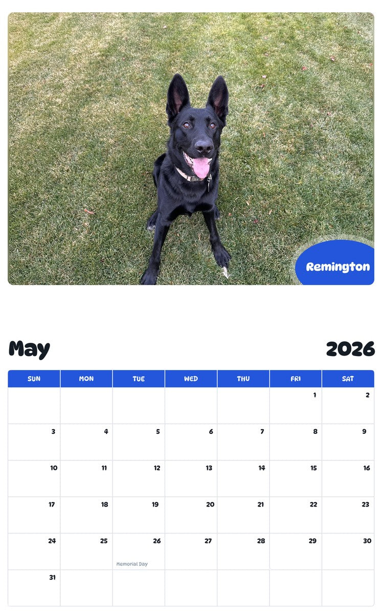2026 - 2027 Remington - Pawidols Pet Calendar