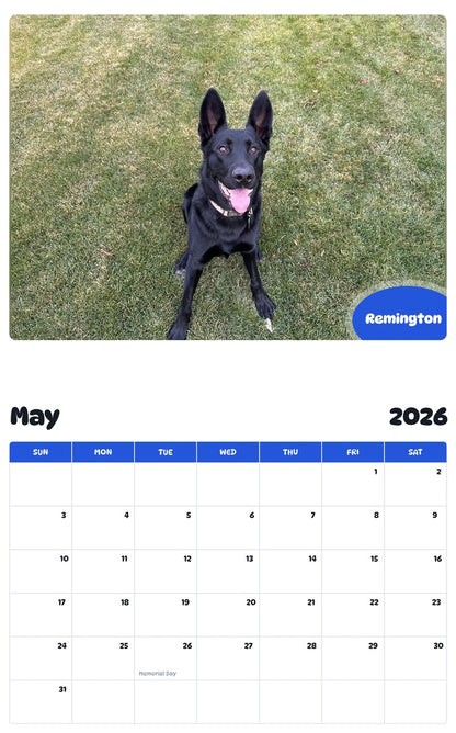 2026 - 2027 Remington - Pawidols Pet Calendar