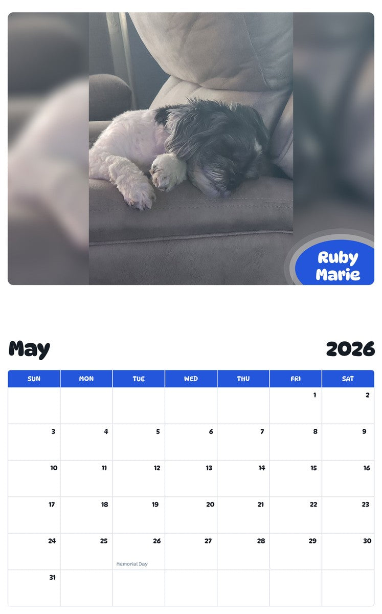 2026 - 2027 Ruby Marie - Pawidols Pet Calendar