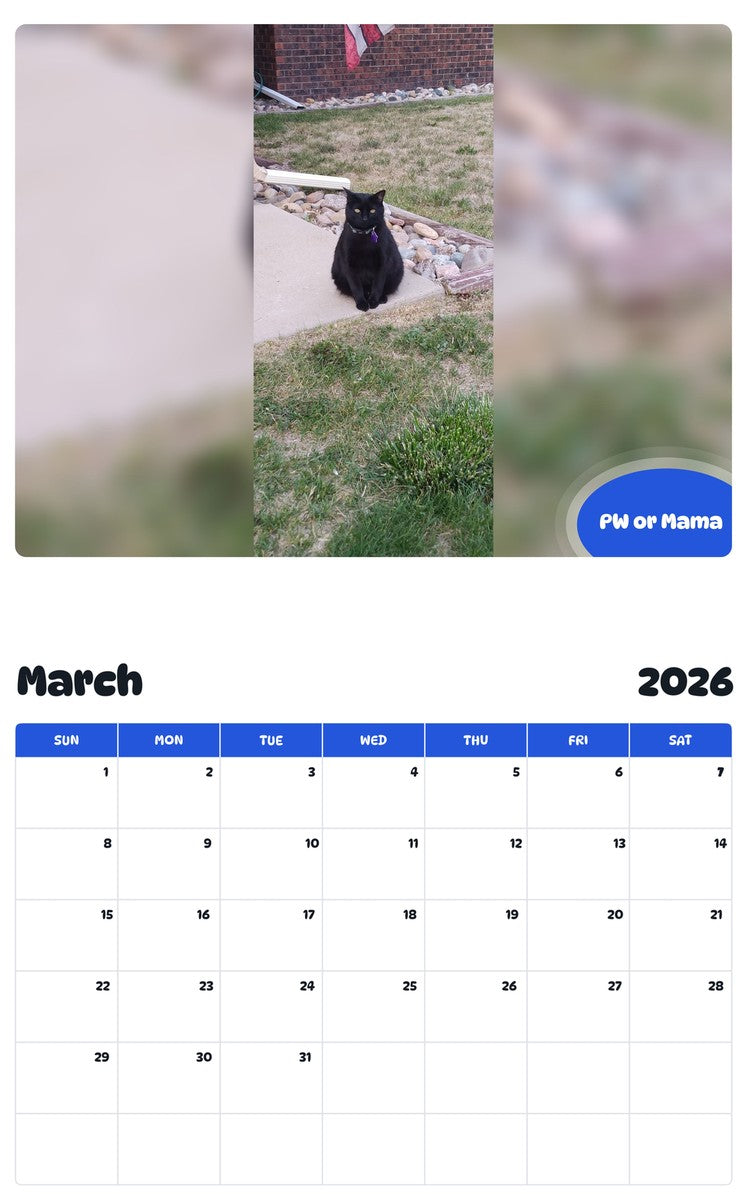 November 2025 - October 2026 PW or Mama - Pawidols Pet Calendar
