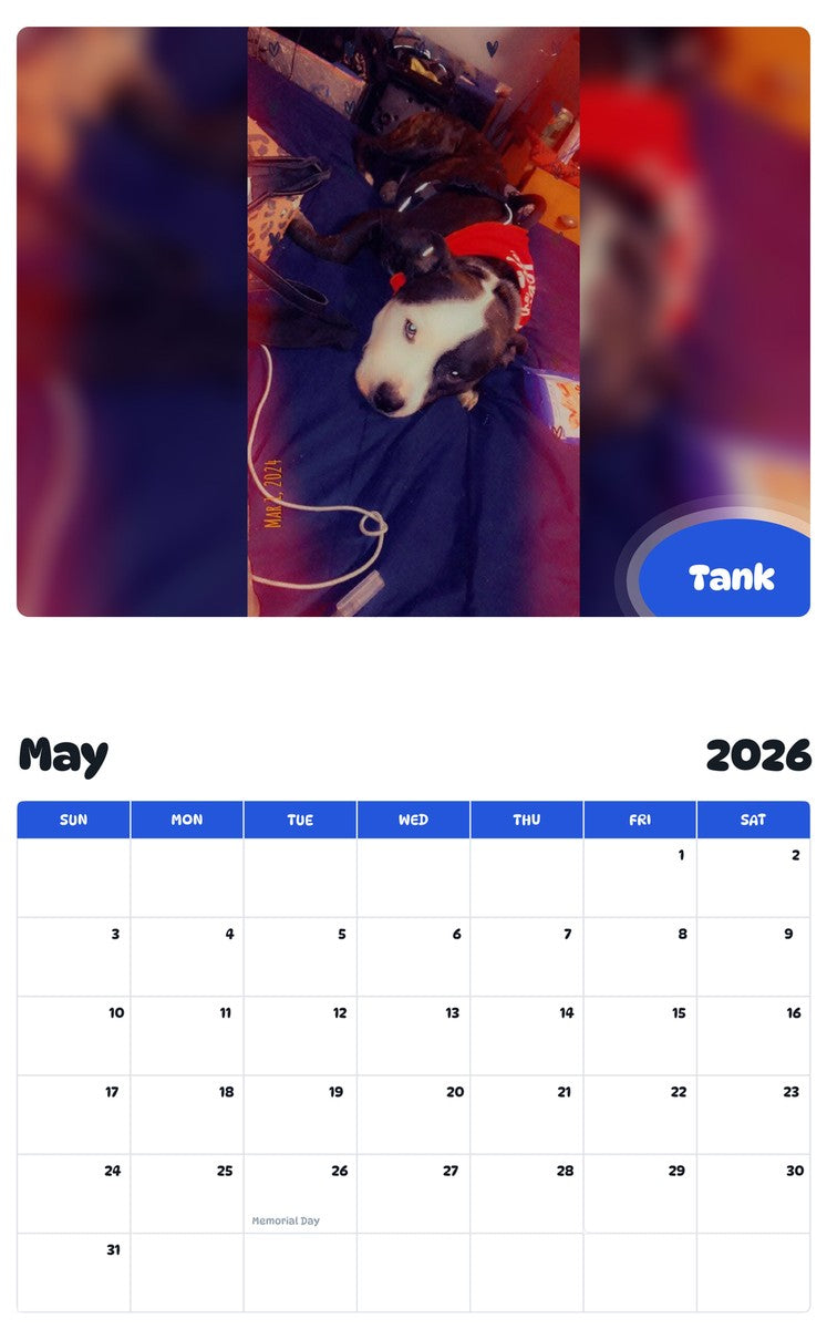 2026 - 2027 Tank - Pawidols Pet Calendar