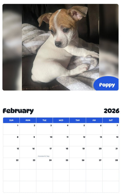 October 2025 - September 2026 Poppy - Pawidols Pet Calendar