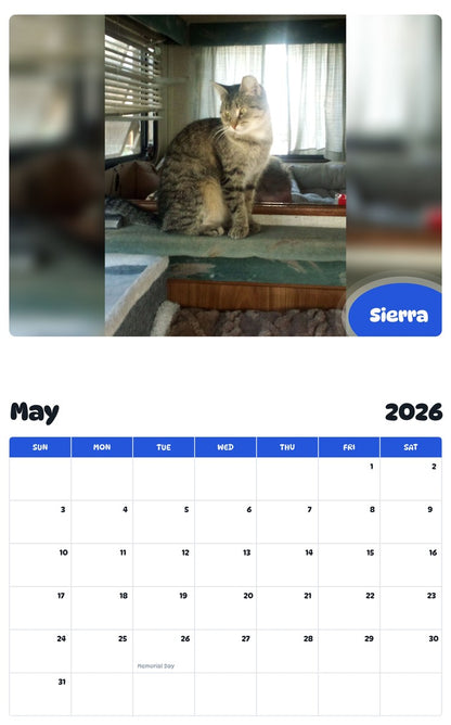 2026 - 2027 Sierra - Pawidols Pet Calendar