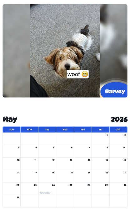 2026 - 2027 Harvey - Pawidols Pet Calendar