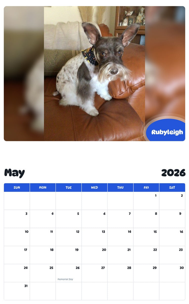 2026 - 2027 Rubyleigh - Pawidols Pet Calendar