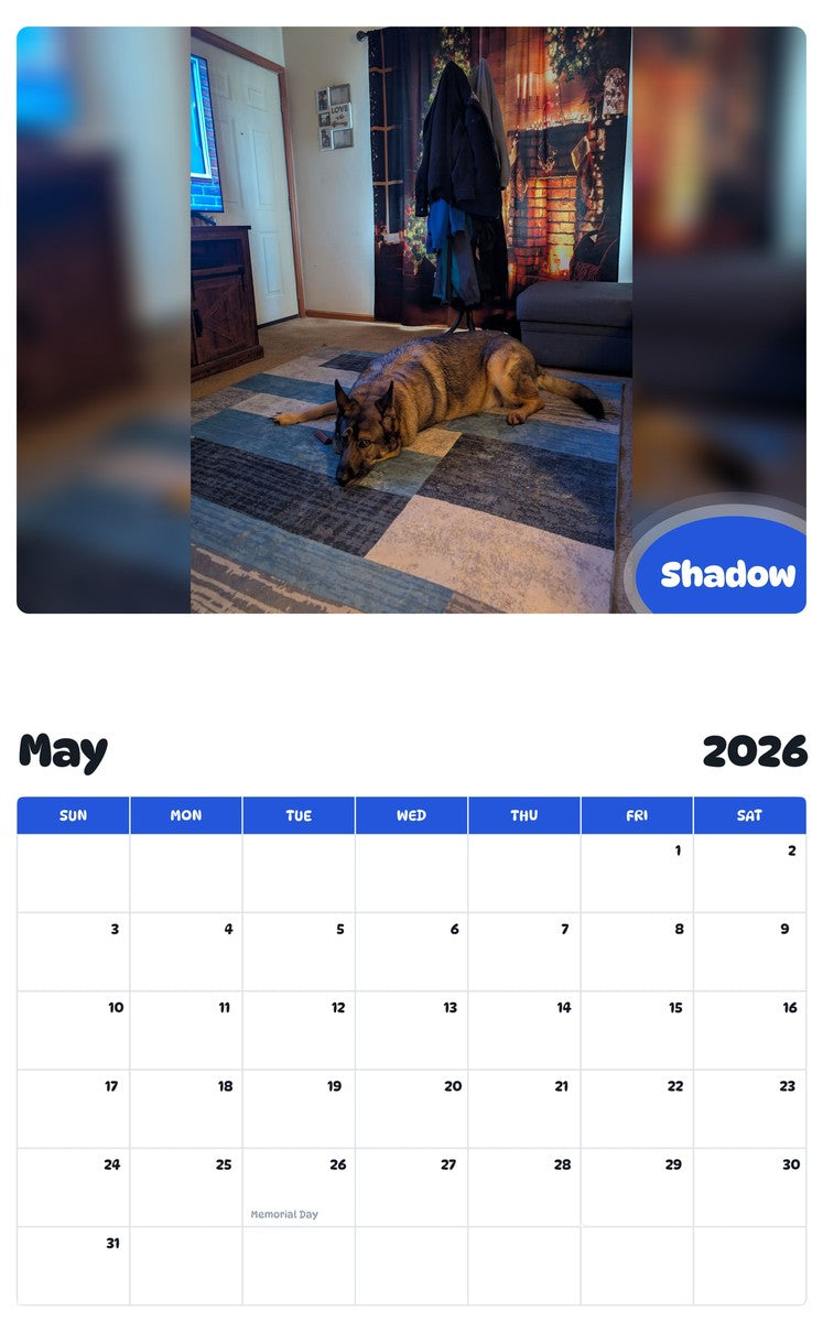 2026 - 2027 Shadow - Pawidols Pet Calendar