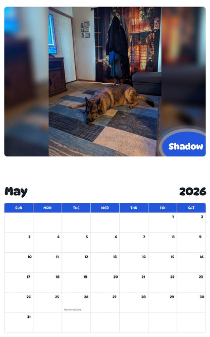 2026 - 2027 Shadow - Pawidols Pet Calendar