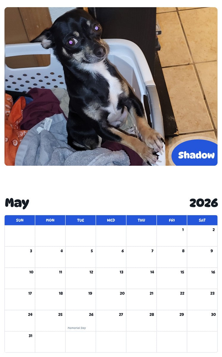 2026 - 2027 Shadow - Pawidols Pet Calendar
