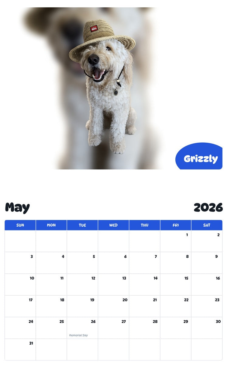 2026 - 2027 Grizzly - Pawidols Pet Calendar
