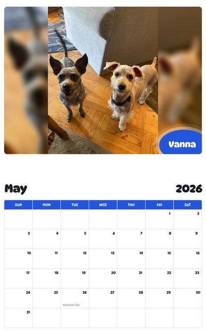 2026 - 2027 Vanna - Pawidols Pet Calendar