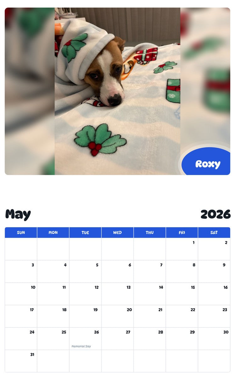 2026 - 2027 Roxy - Pawidols Pet Calendar
