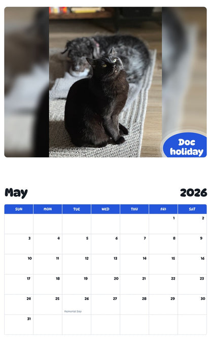2026 - 2027 Doc holiday - Pawidols Pet Calendar