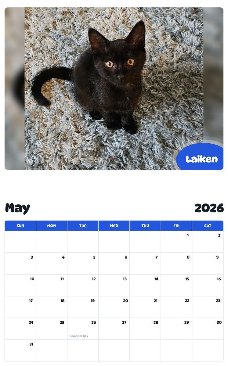 2026 - 2027 Laiken - Pawidols Pet Calendar