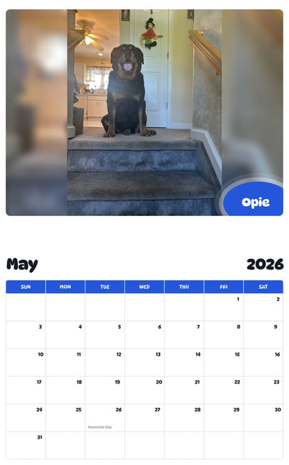 2026 - 2027 Opie - Pawidols Pet Calendar