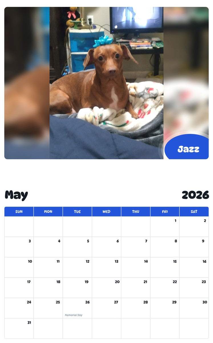 2026 - 2027 Jazz - Pawidols Pet Calendar