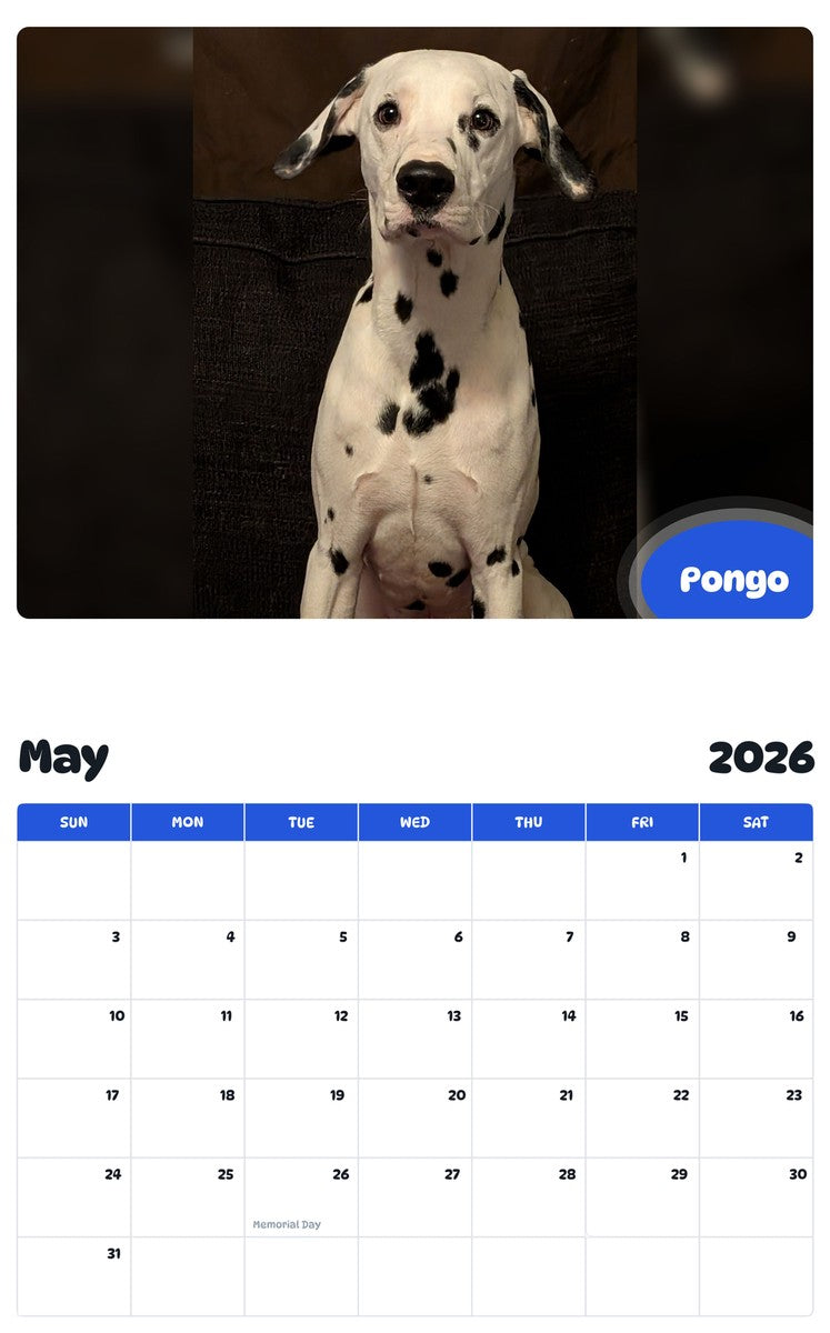 2026 - 2027 Pongo - Pawidols Pet Calendar