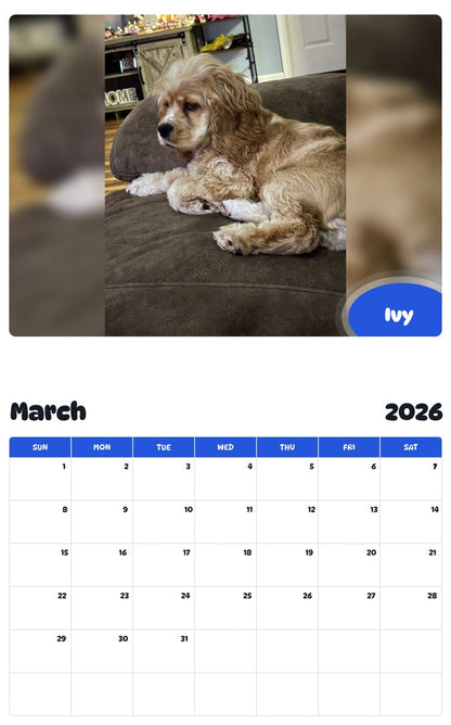 November 2025 - October 2026 Ivy - Pawidols Pet Calendar