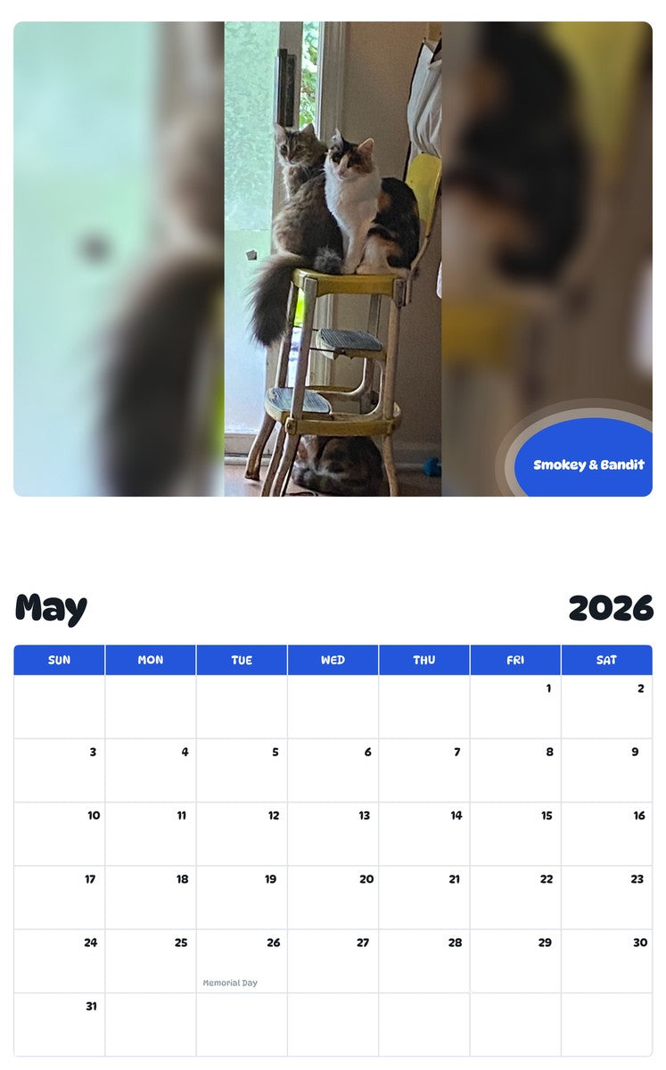 2026 - 2027 Smokey & Bandit - Pawidols Pet Calendar