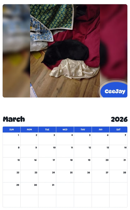 November 2025 - October 2026 CeeJay - Pawidols Pet Calendar