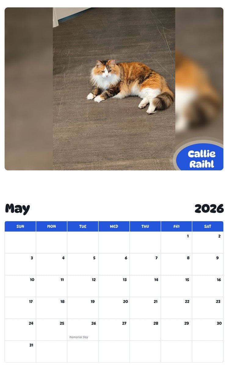 2026 - 2027 Callie Raihl - Pawidols Pet Calendar