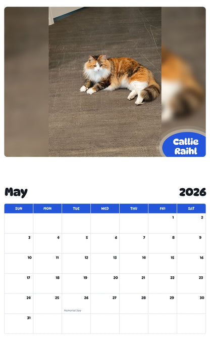 2026 - 2027 Callie Raihl - Pawidols Pet Calendar