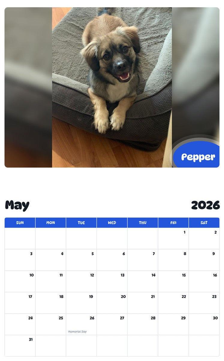 2026 - 2027 Pepper - Pawidols Pet Calendar