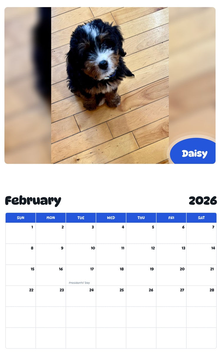 October 2025 - September 2026 Daisy - Pawidols Pet Calendar