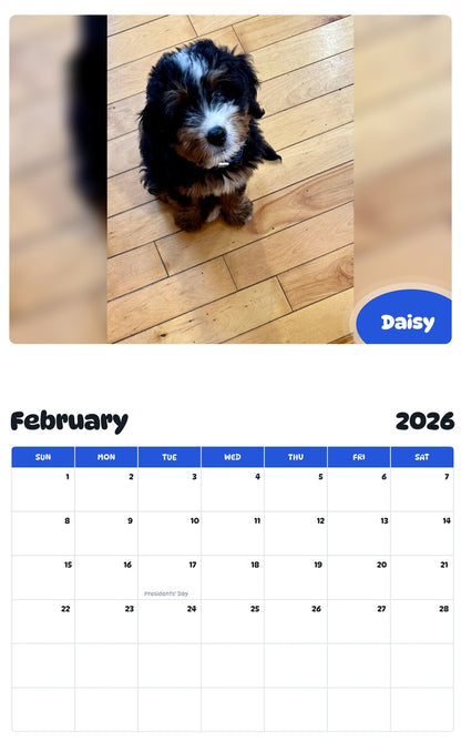 October 2025 - September 2026 Daisy - Pawidols Pet Calendar