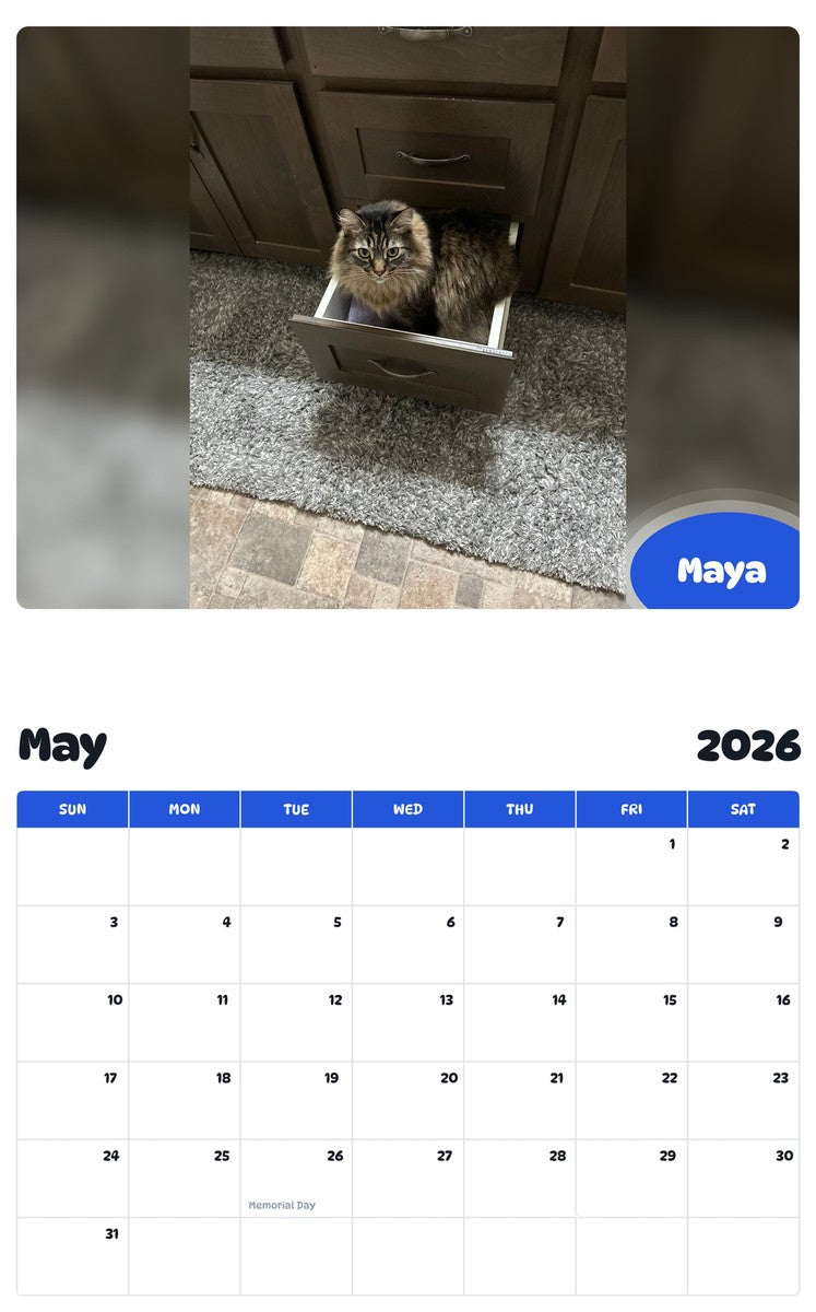 2026 - 2027 Maya - Pawidols Pet Calendar