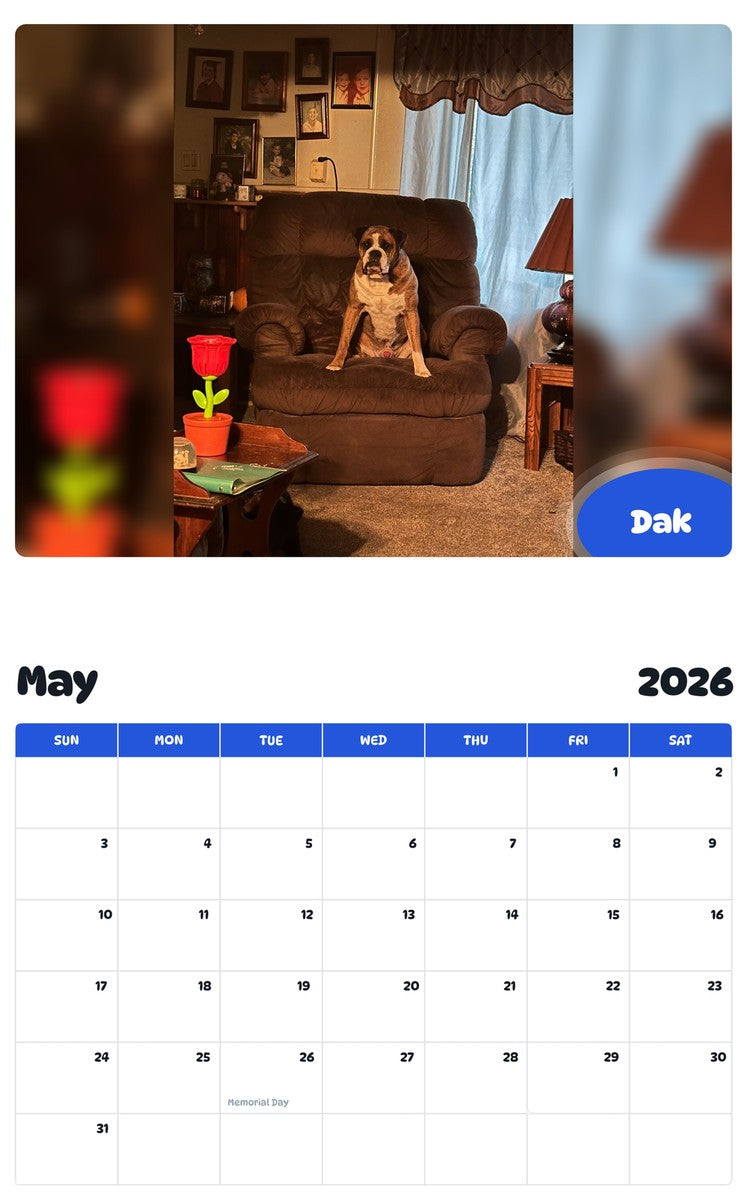 2026 - 2027 Dak - Pawidols Pet Calendar