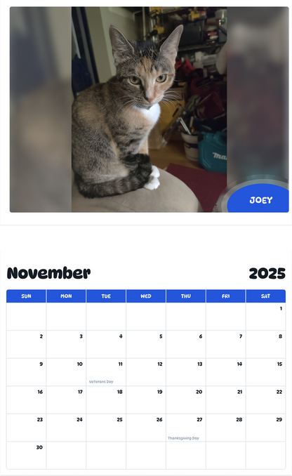 July 2025 - June 2026 Joey - Pawidols Pet Calendar