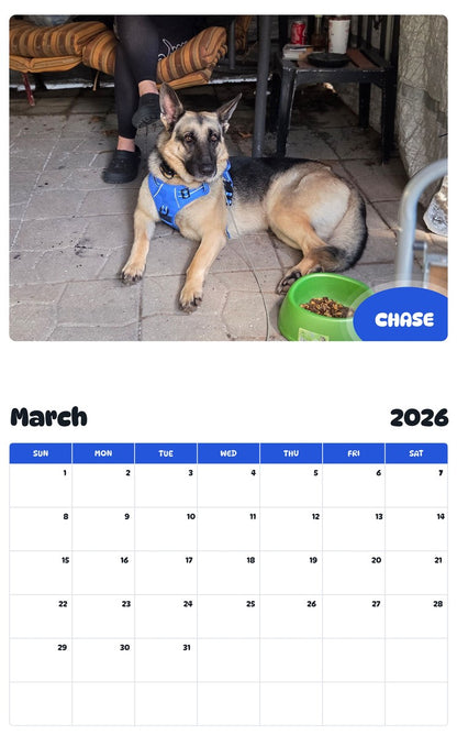 November 2025 - October 2026 CHASE - Pawidols Pet Calendar