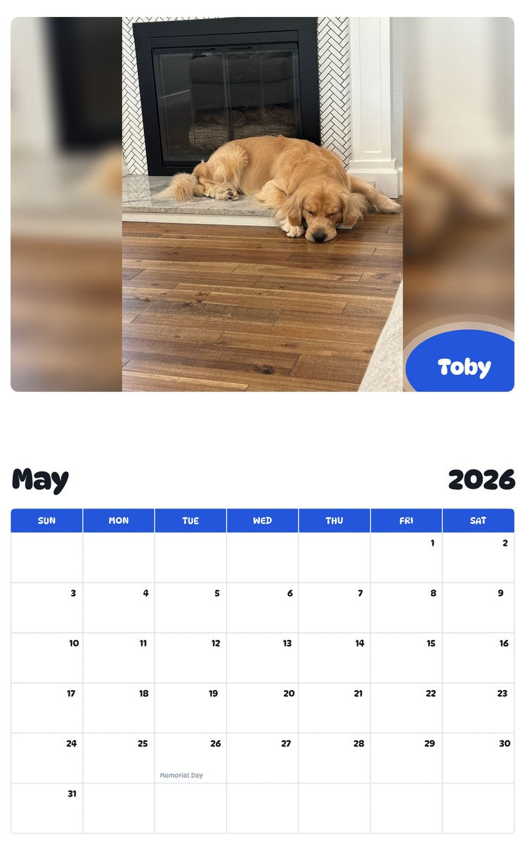 2026 - 2027 Toby - Pawidols Pet Calendar