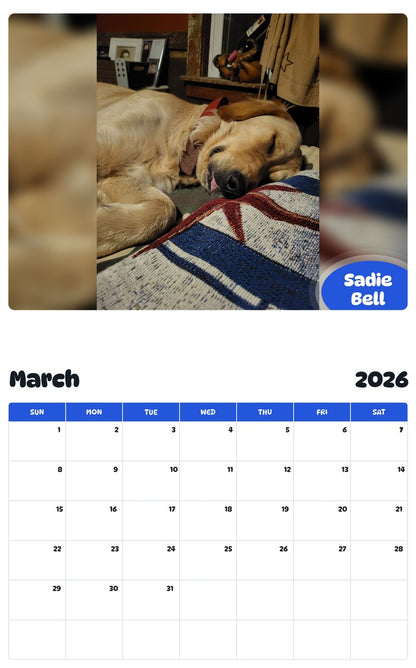 November 2025 - October 2026 Sadie Bell - Pawidols Pet Calendar