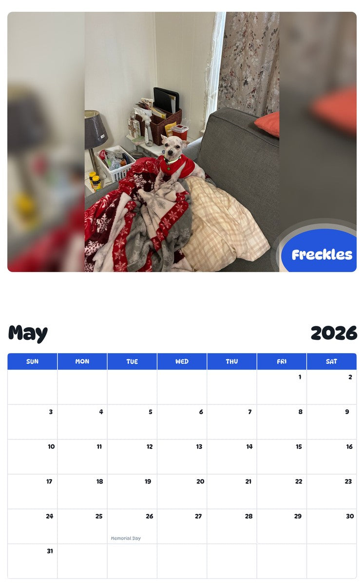 2026 - 2027 Freckles - Pawidols Pet Calendar
