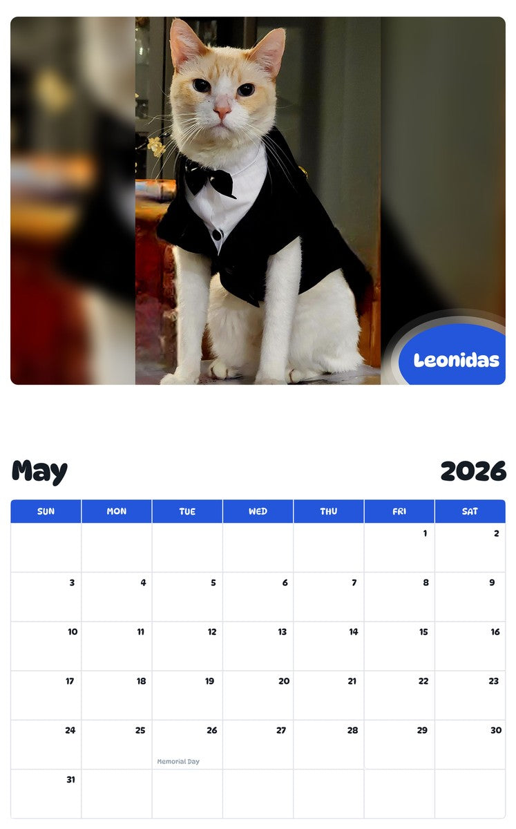 2026 - 2027 Leonidas - Pawidols Pet Calendar