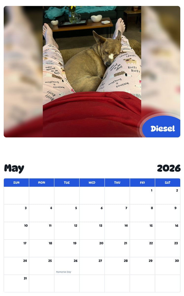 2026 - 2027 Diesel - Pawidols Pet Calendar