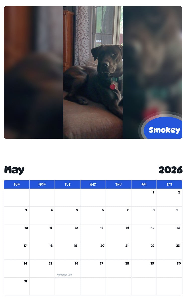 2026 - 2027 Smokey - Pawidols Pet Calendar