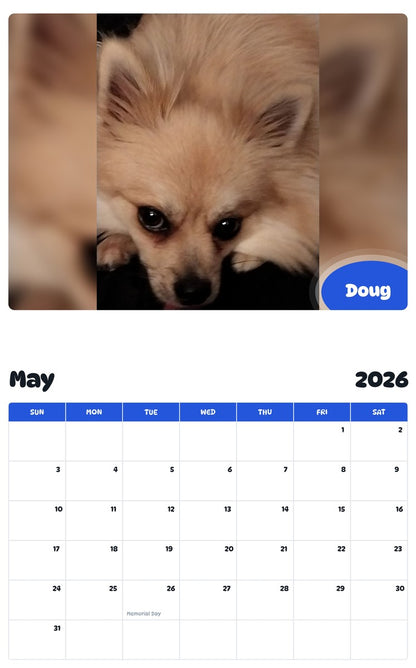2026 - 2027 Doug - Pawidols Pet Calendar