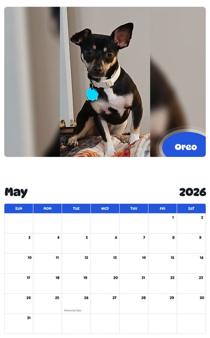 2026 - 2027 Oreo - Pawidols Pet Calendar