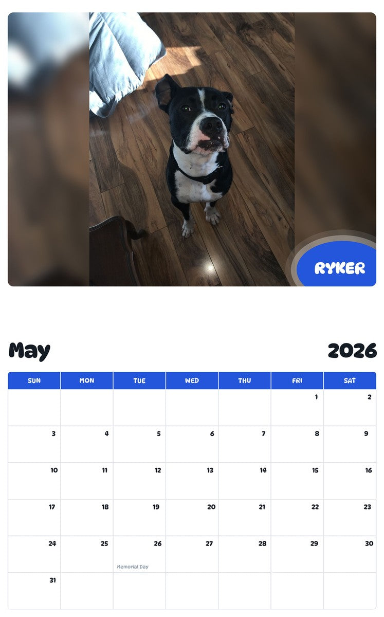 2026 - 2027 RYKER - Pawidols Pet Calendar