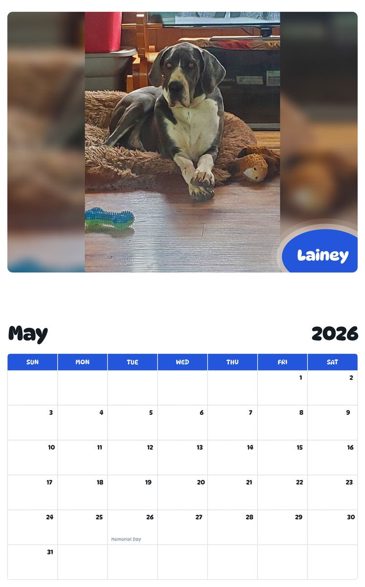 2026 - 2027 Lainey - Pawidols Pet Calendar