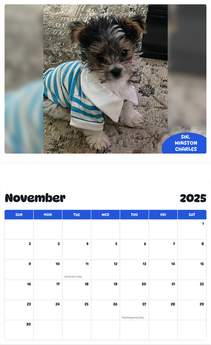 July 2025 - June 2026 Sir. Winston Charles - Pawidols Pet Calendar