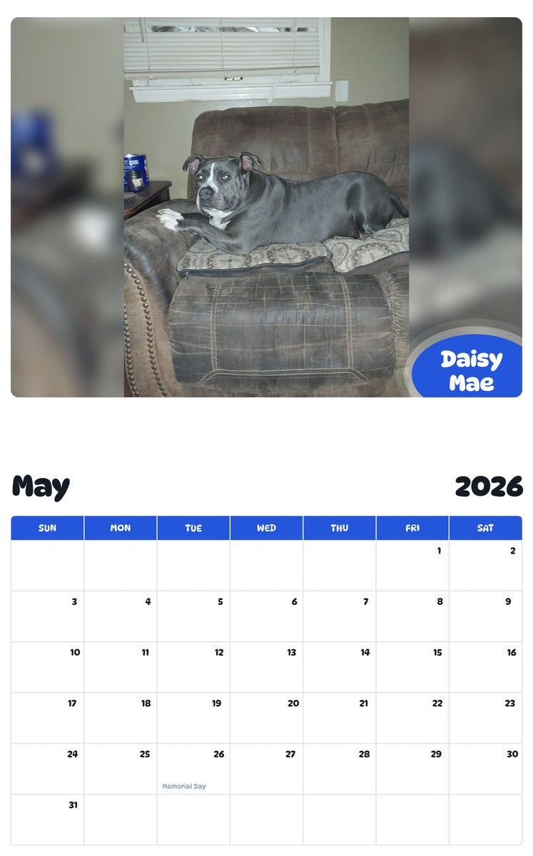 2026 - 2027 Daisy Mae - Pawidols Pet Calendar