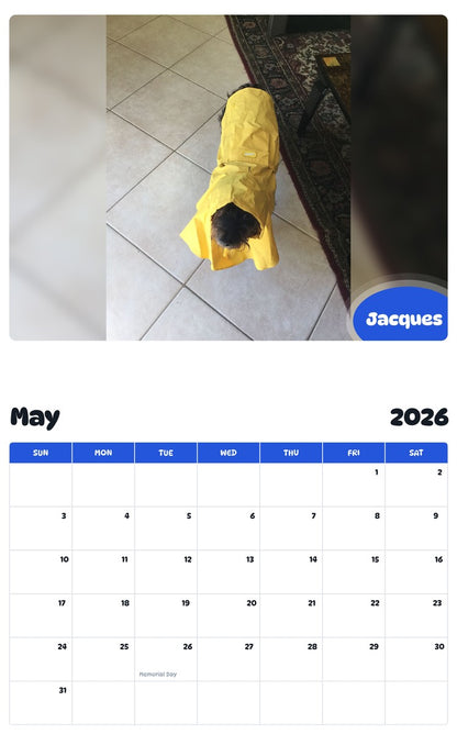 2026 - 2027 Jacques - Pawidols Pet Calendar
