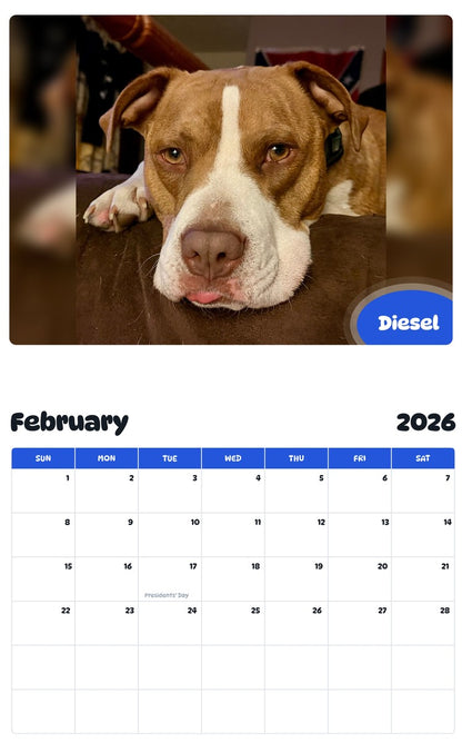 November 2025 - October 2026 Diesel - Pawidols Pet Calendar