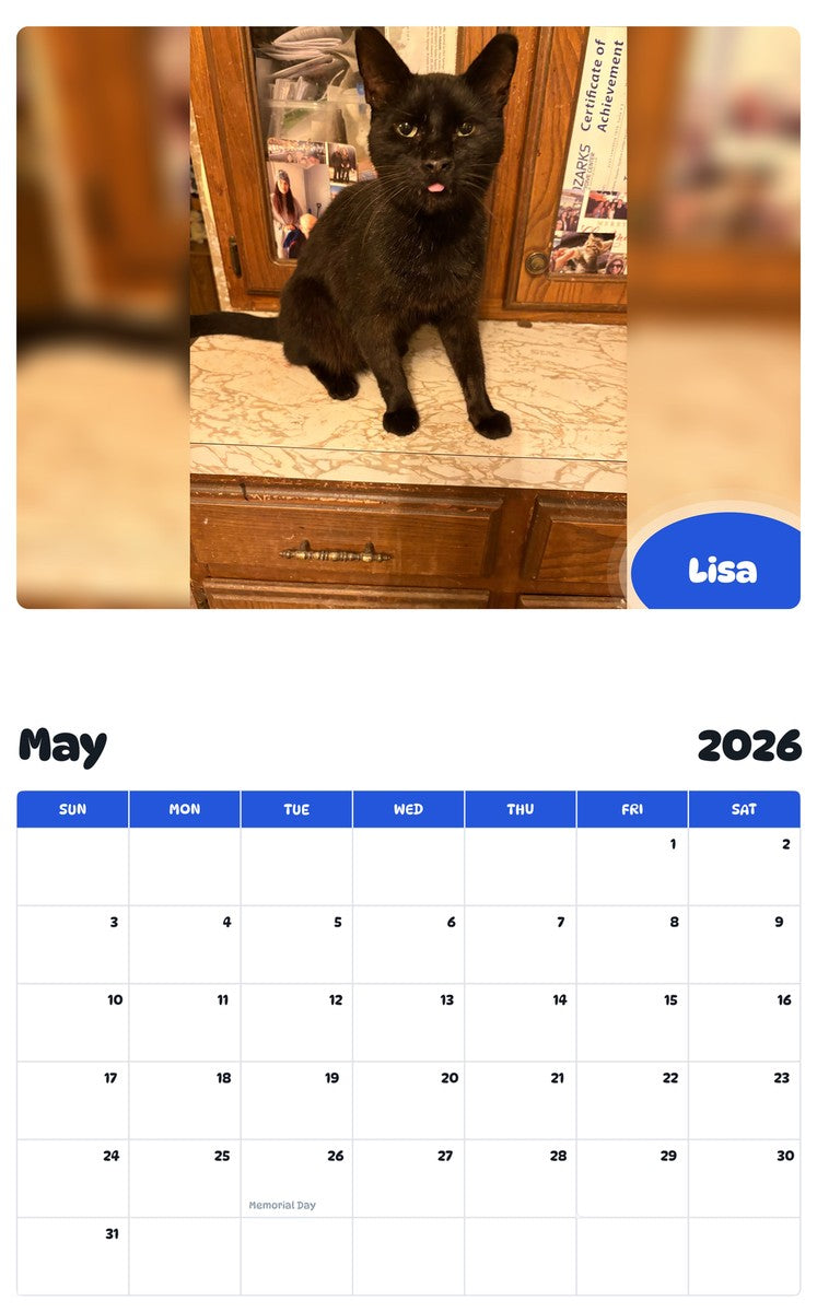 2026 - 2027 Lisa - Pawidols Pet Calendar
