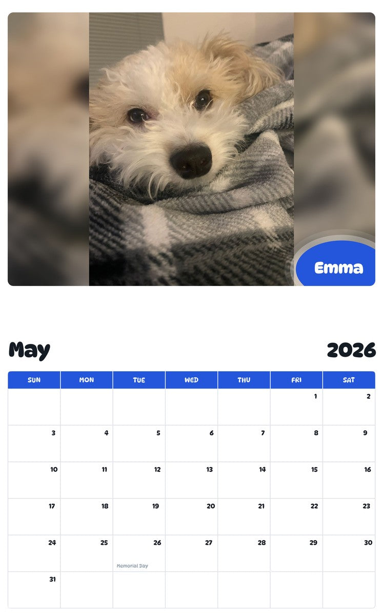2026 - 2027 Emma - Pawidols Pet Calendar