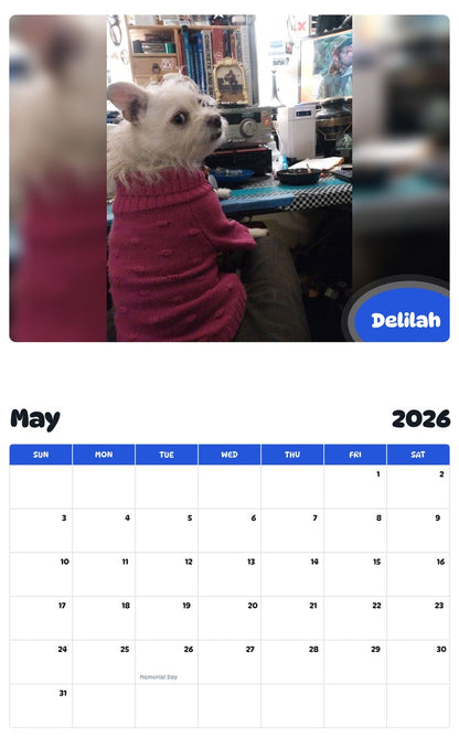 2026 - 2027 Delilah - Pawidols Pet Calendar