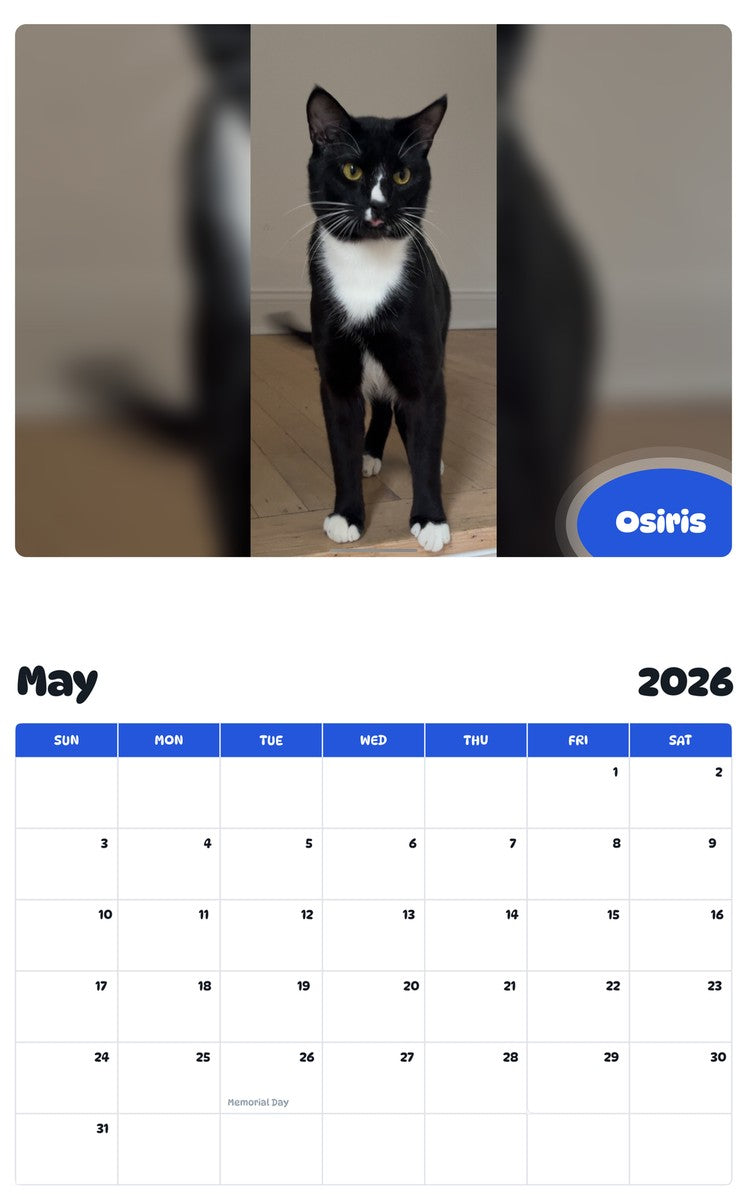2026 - 2027 Osiris - Pawidols Pet Calendar